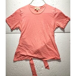 Michael Kors Top Women Large Peach Blouse Waist Tie Short Sleeve